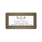Land Rustic Monogram Branch & Burlap Wedding Etiket (Voorkant)