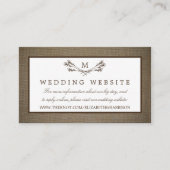 Land Rustic Monogram Branch & Burlap Wedding Informatiekaartje (Voorkant)
