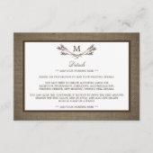 Land Rustic Monogram Branch & Burlap Wedding Informatiekaartje (Voorkant)