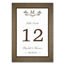 Land Rustic Monogram Branch & Burlap Wedding Kaart