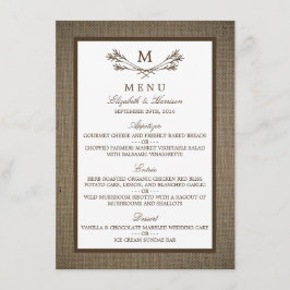 Land Rustic Monogram Branch & Burlap Wedding Menu