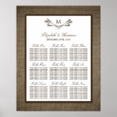 Land Rustic Monogram Branch & Burlap Wedding Poster (Voorkant)