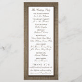 Land Rustic Monogram Branch & Burlap Wedding Programmakaart (Achterkant)