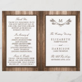 Land Rustic Monogram Branch & Wood Weddenschap (Voorkant)