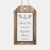 Land Rustic Monogram Branch & Wood Weddenschap Cadeaulabel (Voorkant)