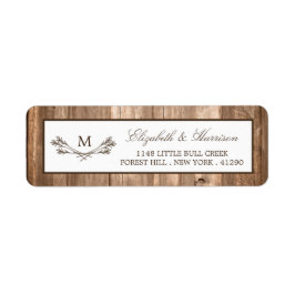 Land Rustic Monogram Branch & Wood Weddenschap Etiket
