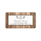 Land Rustic Monogram Branch & Wood Weddenschap Etiket (Voorkant)