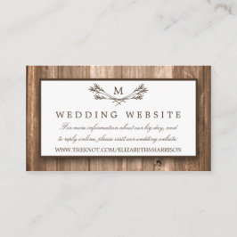 Land Rustic Monogram Branch & Wood Weddenschap Informatiekaartje