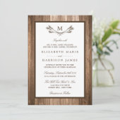 Land Rustic Monogram Branch & Wood Weddenschap Kaart (Staand voorkant)