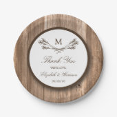 Land Rustic Monogram Branch & Wood Weddenschap Papieren Bordje (Voorkant)