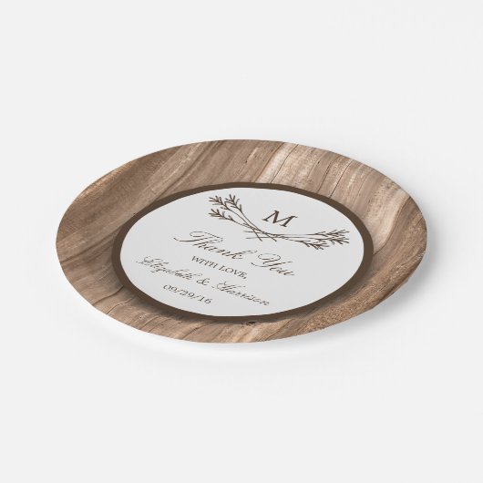 Land Rustic Monogram Branch & Wood Weddenschap Papieren Bordje (Gekanteld)