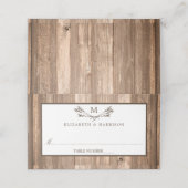 Land Rustic Monogram Branch & Wood Weddenschap Plaatskaartje (Buitenkant ongevouwen)