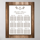 Land Rustic Monogram Branch & Wood Weddenschap Poster (Voorkant)