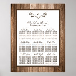 Land Rustic Monogram Branch & Wood Weddenschap Poster