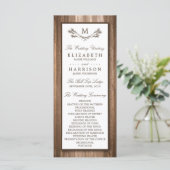 Land Rustic Monogram Branch & Wood Weddenschap Programmakaart (Staand voorkant)