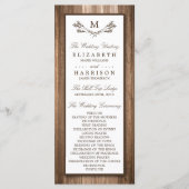 Land Rustic Monogram Branch & Wood Weddenschap Programmakaart (Voorkant)