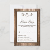 Land Rustic Monogram Branch & Wood Weddenschap RSVP Kaartje (Voorkant)