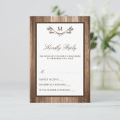 Land Rustic Monogram Branch & Wood Weddenschap RSVP Kaartje (Staand voorkant)