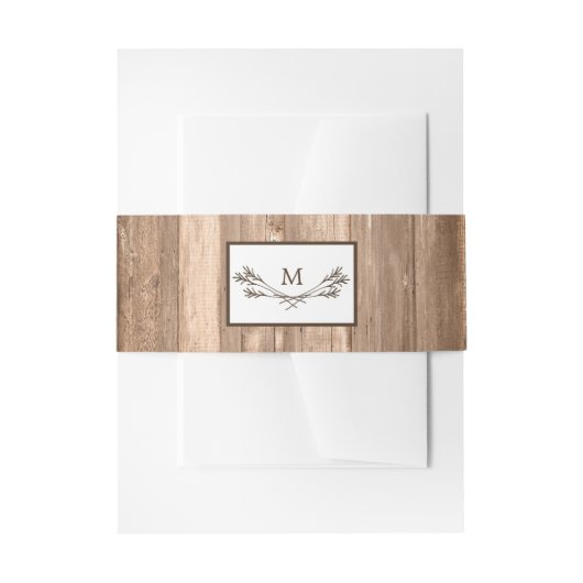 Land Rustic Monogram Branch & Wood Weddenschap Uitnodigingen Wikkel (Voorkant Voorbeeld)