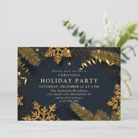 Land Rustic Pine Cones Branch kerstparty Kaart (Staand voorkant)