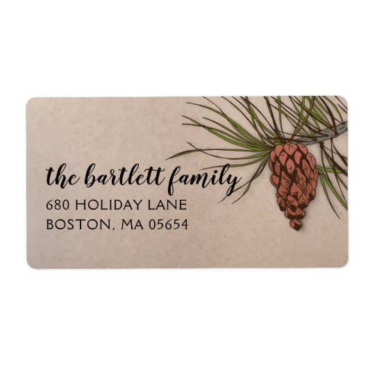 Land Rustic Pinecone Shipping Etiket (Voorkant)