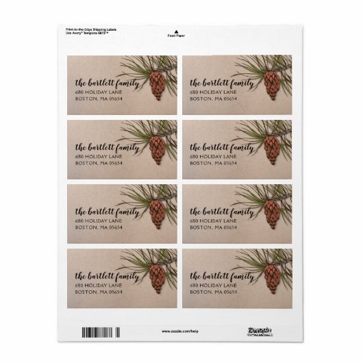 Land Rustic Pinecone Shipping Etiket (Full Sheet)
