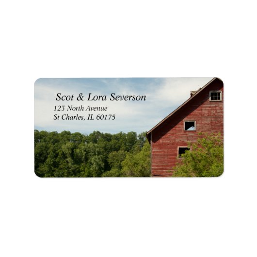 Land Rustic Red Barn Etiket (Voorkant)