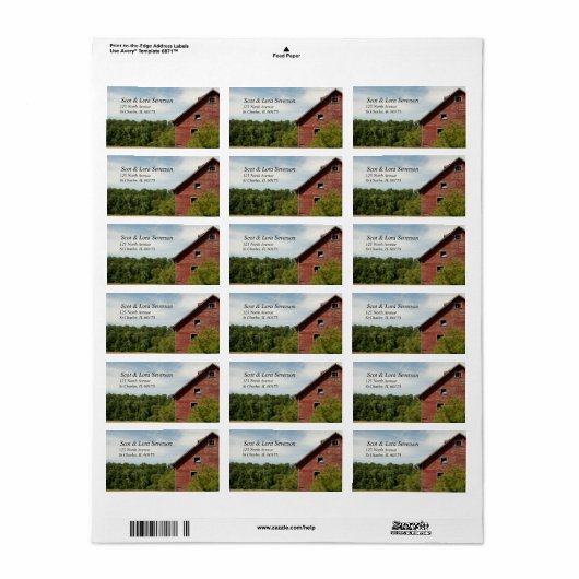 Land Rustic Red Barn Etiket (Full Sheet)