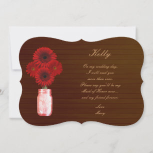 Land Rustic Red Mason Jar Maid of Honor Kaart