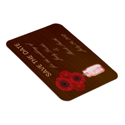 Land Rustic Red Mason Jar redt de datum Magnet Magneet (Rechterzijde)