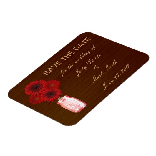 Land Rustic Red Mason Jar redt de datum Magnet Magneet (Linkerzijde)