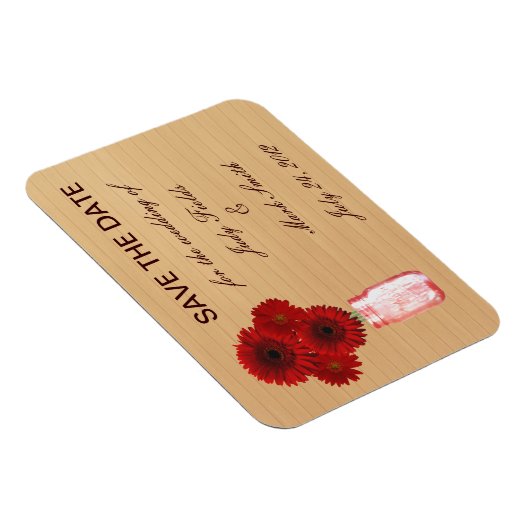 Land Rustic Red Mason Jar redt de datum Magnet Magneet (Rechterzijde)