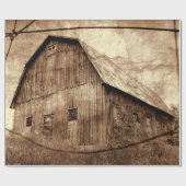 Land Rustic Sepia Barn  textuur Cadeaupapier (Vlak)