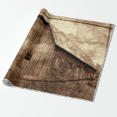 Land Rustic Sepia Barn  textuur Cadeaupapier (Uitgerold)