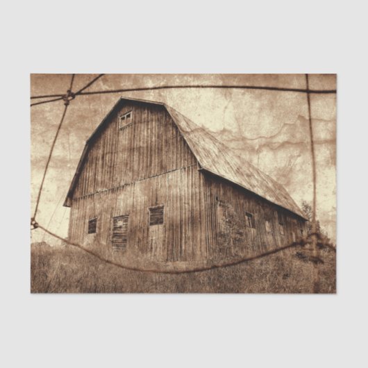 Land Rustic Sepia Barn  textuur Tissuepapier (Voorkant)