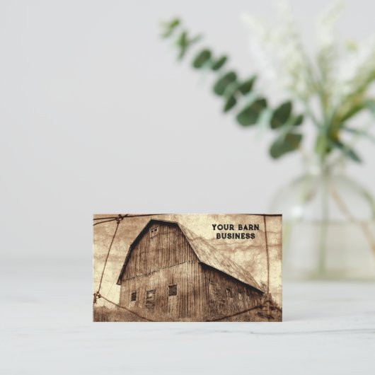 Land Rustic Sepia Barn textuur Visitekaartje (Staand voorkant)
