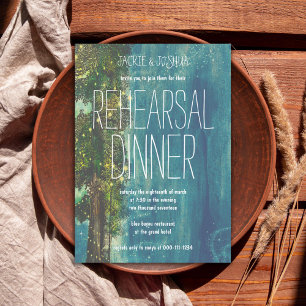 Land Rustic Starry Forest Rehearsal Dinner Kaart