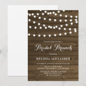 Land Rustic String Lights Wood Bridal Brunch Kaart (Voorkant / Achterkant)