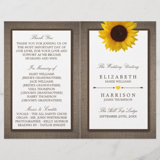 Land Rustic Sunflower & Burlap Wedding (Voorkant)