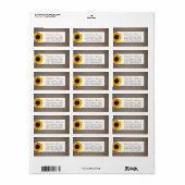 Land Rustic Sunflower & Burlap Wedding Etiket (Full Sheet)