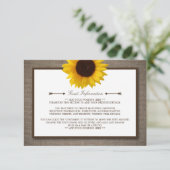 Land Rustic Sunflower & Burlap Wedding Informatiekaartje (Staand voorkant)