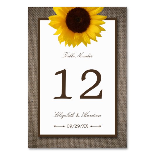 Land Rustic Sunflower & Burlap Wedding Kaart (Achterkant)