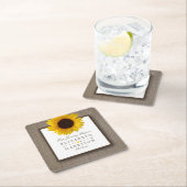 Land Rustic Sunflower & Burlap Wedding Kartonnen Onderzetters (Insitu)