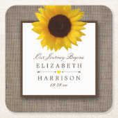 Land Rustic Sunflower & Burlap Wedding Kartonnen Onderzetters (Voorkant)