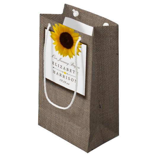 Land Rustic Sunflower & Burlap Wedding Klein Cadeauzakje (Voorkant Gekanteld)