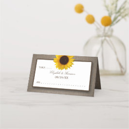 Land Rustic Sunflower & Burlap Wedding Plaatskaartje