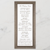 Land Rustic Sunflower & Burlap Wedding Programmakaart (Achterkant)