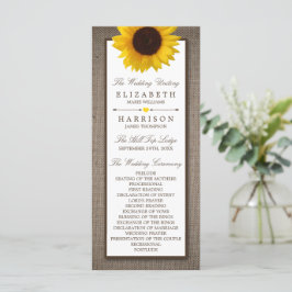 Land Rustic Sunflower & Burlap Wedding Programmakaart