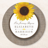 Land Rustic Sunflower & Burlap Wedding Ronde Kartonnen Onderzetter (Voorkant)