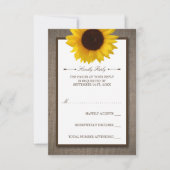 Land Rustic Sunflower & Burlap Wedding RSVP Kaartje (Voorkant)